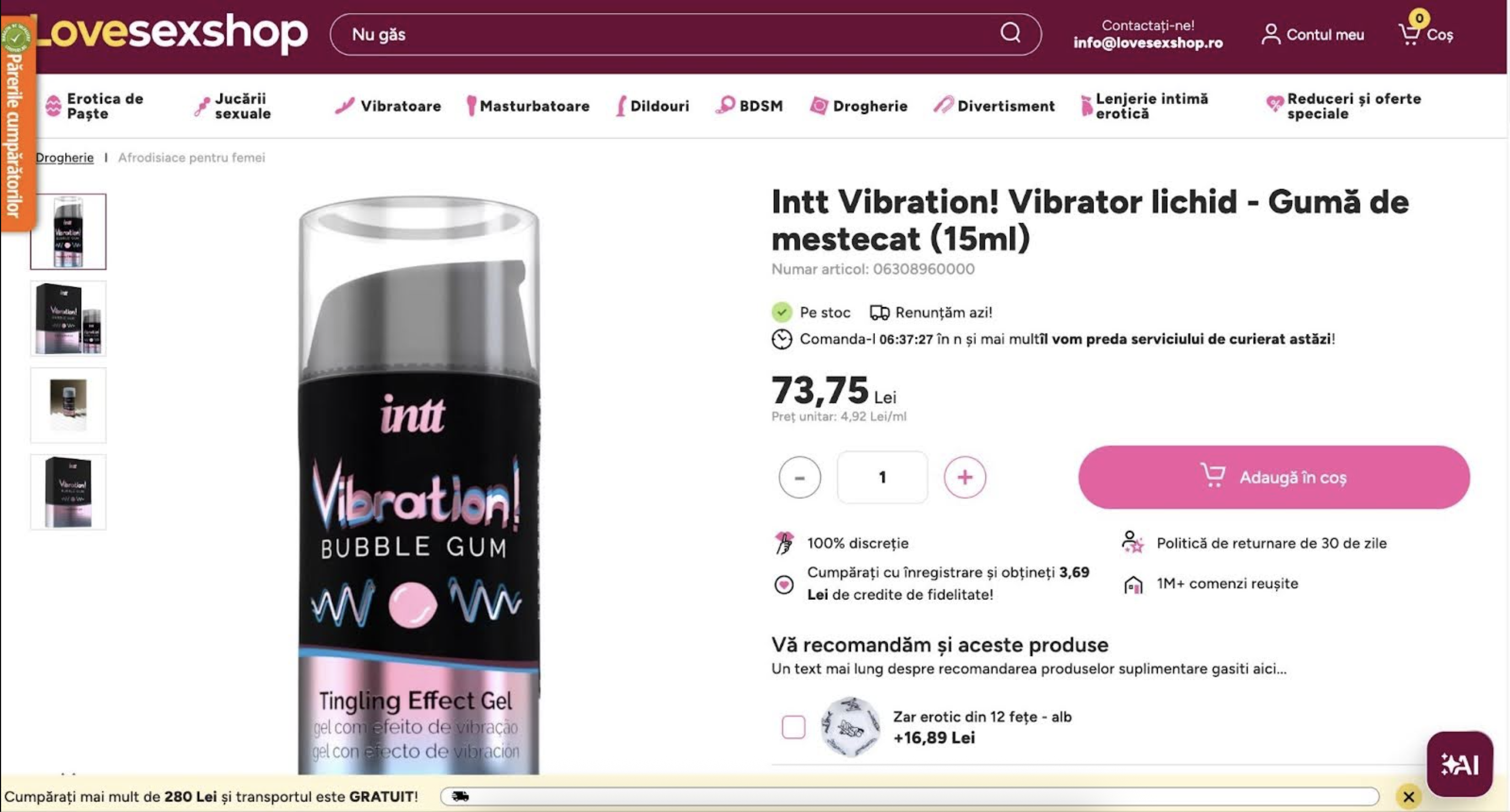 LoveSexShop pagină de produs